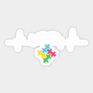 Autism Puzzle Heartbeat Autism Awareness Sticker